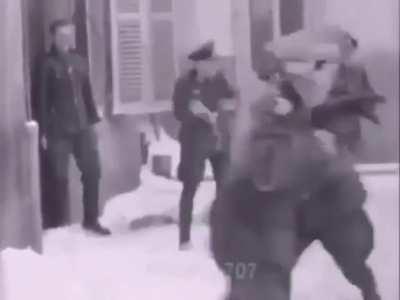 Nazi Officers playing with snow in 1940