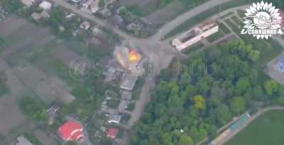 Ukrainian MiG-29 fighter jet using French AASM HAMMER guided aerial bomb destroyed Russian UAV operator base. May 2025 [Published 23.05.2025]