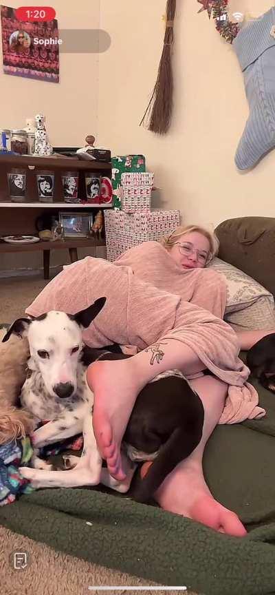 Remember the sense of smell of a dog is 10-100k stronger than a humans. Luckiest dog in the world? Some of the pinkest amateur soles on TikTok.