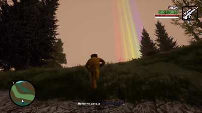 Behind a rainbow