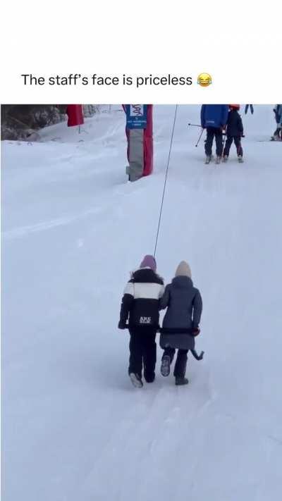 That's one way to go up the hill😂