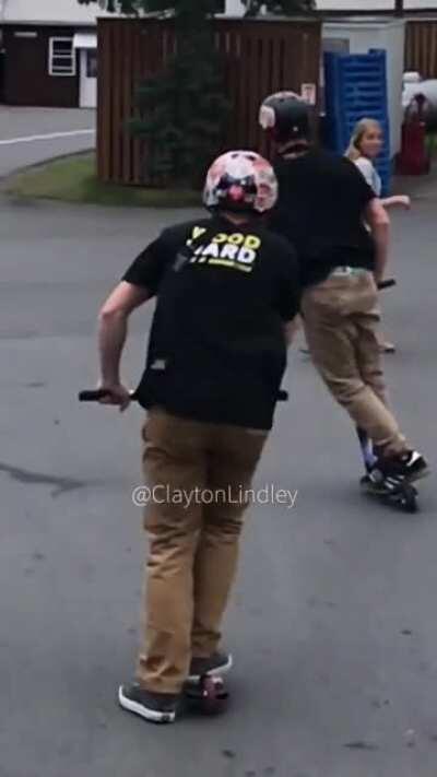 Thought he was gonna smash into one of the kids walking in front of him