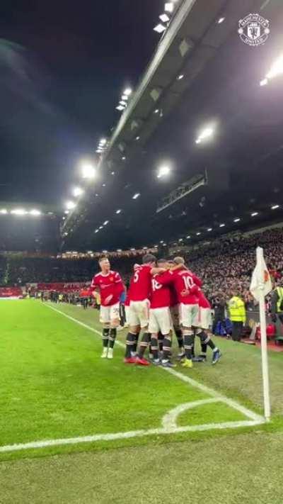 Cristiano Ronaldo celebrates after scoring his 801st goals in his career.