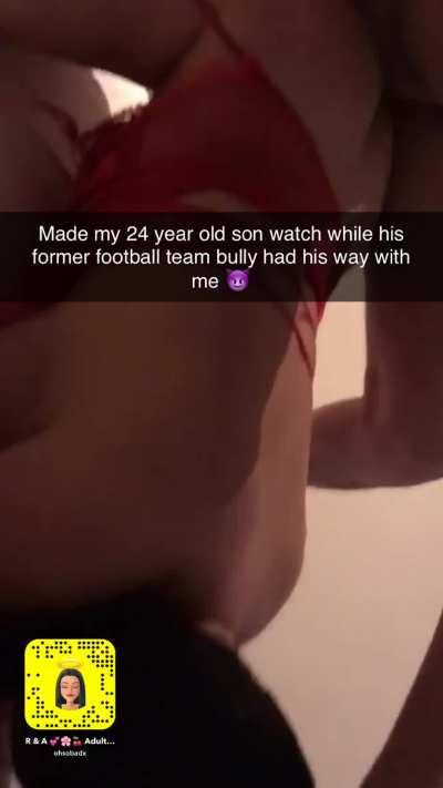 Ur mom likes making u watch her getting fucked by bully!!