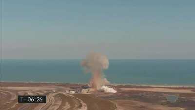 SN9 Landing Attempt. Seemed to be a bit of power overcorrection from SN8?