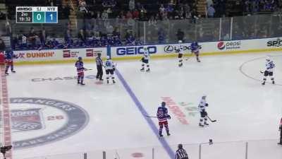 Alexander Georgiev with a glove save off the face-off