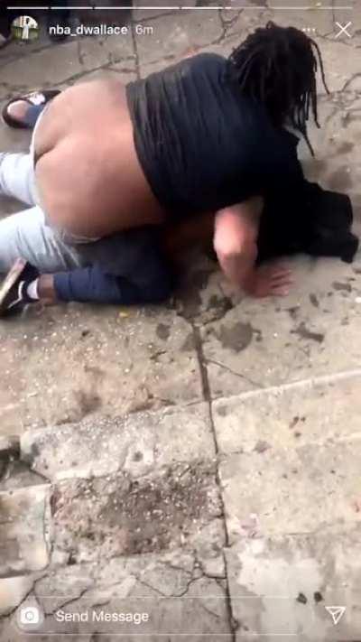 Man turns the tide in a street fight with a little “environmental” help.
