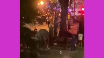 NYPD beating and arresting Brooklyn residents in their own building because they were having a BBQ after curfew.