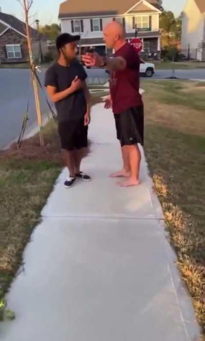 Husband and Wife harass an innocent black person for walking in a “good neighborhood.” He even pushes him