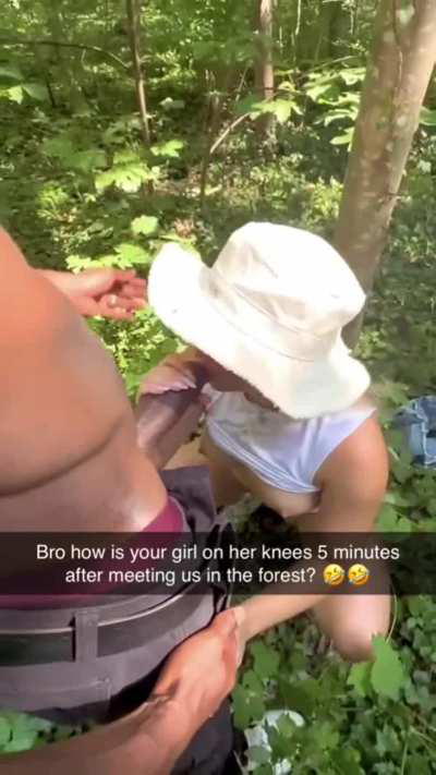 Your girlfriend wanted to go for a hike in the forest but your fat ass was too lazy and decided to stay home. Luckily she found someone else to entertain her on the way...