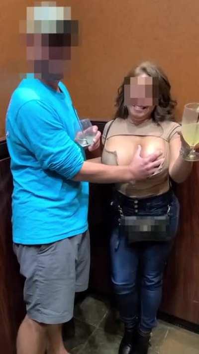 Busty Wife Allowing A Stranger From The Hotel Bar Fondle My Boob In An Elevator