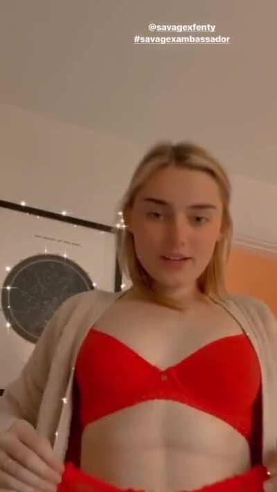 Meg showing some underwear products