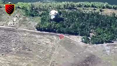 A Ukrainian drone operator of the 55th Artillery Brigade located a Russian position where equipment was hidden among trees. He was also able to correct the following artillery attack.