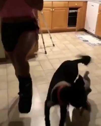 Feeling your pain or teaching her how to walk?