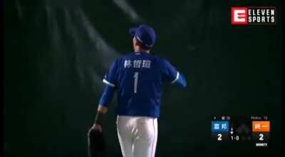 Player thinks he hit a home run but outfielder actually caught it.