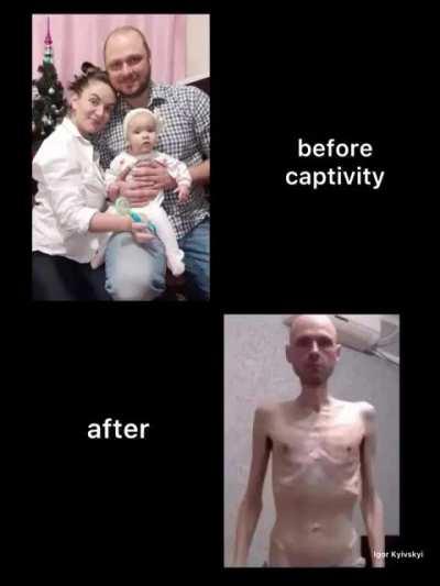 Ukrainian POW before captivity and after release 