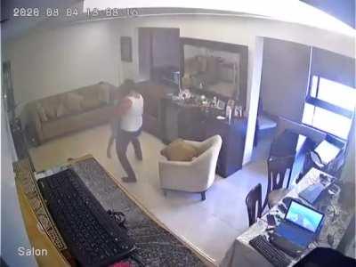 footage from a home security camera during the explosion in Lebanon