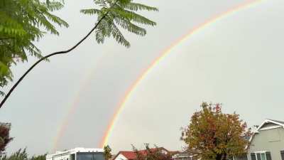🔥Full double rainbow arc in Los Angeles County, California