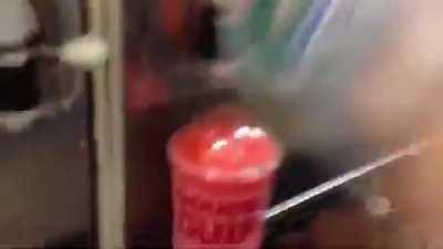You cannot use the double gulp cup for the slurpee cup