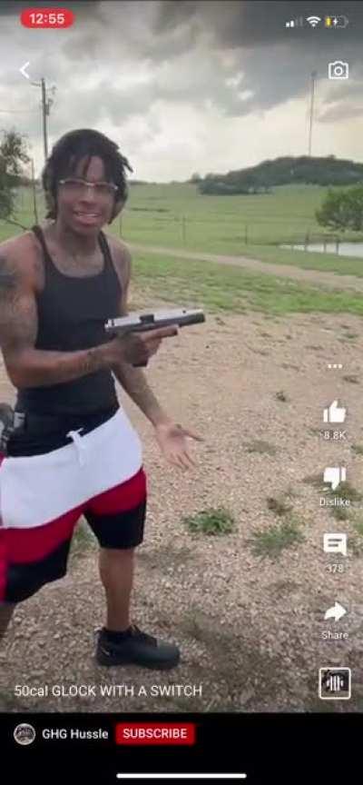 Bruh .50 wit the switch. Nigas bout to be blowing up cars wit dis shit