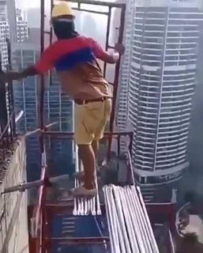 Glad to see he's wearing a hard hat