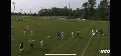 Coach shoves and yells at a 12 year old kid, tries to fight opposing coach, during a kids soccer game