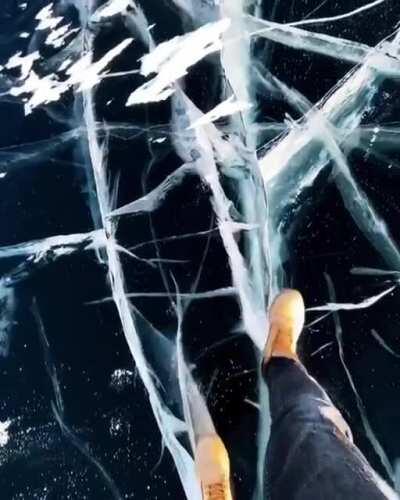 🔥 Crystal clear ice of the frozen Baikal Lake 🔥