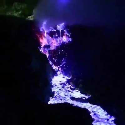 The lava from Indonesia's Kawah Ijen volcano has an electric blue appearance