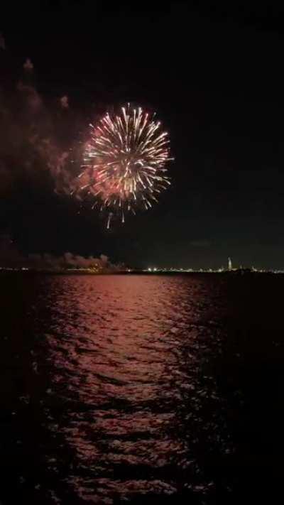 Fireworks seen from Battery Park
