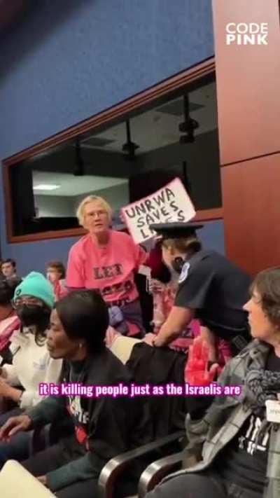 “I’m 77 years old, I’m an army colonel, I’m a retired diplomat, and what the US is doing is part of the genocide. It’s a genocide that the Biden administration is complicit in.” - Col. Ann Wright (Ret.) at the House hearing on defunding UNRWA.