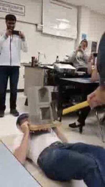 Splitting a brick with an axe