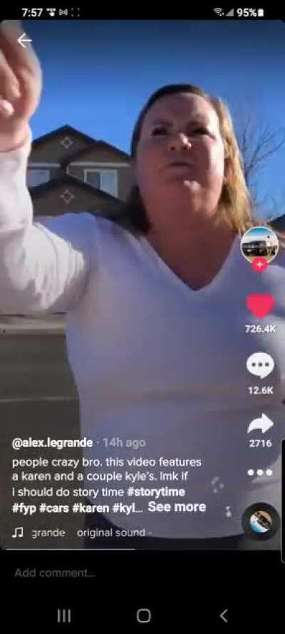 A Karen and her son Kyle calling police on someone learning how to drive stick