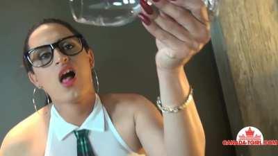 Cumshot in a Glas and drink own Cum