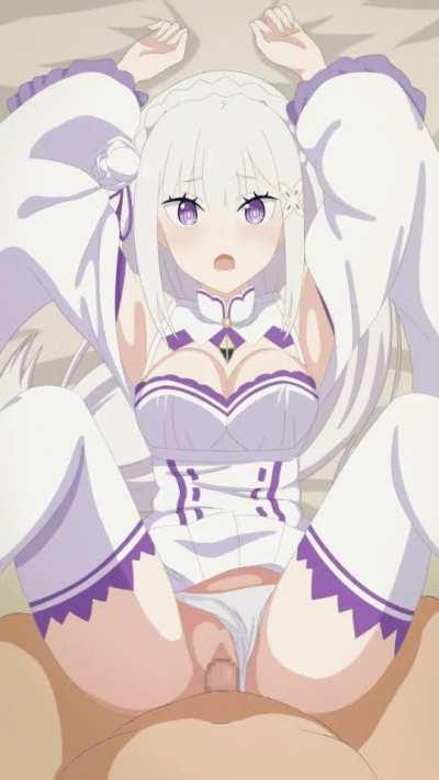 Emilia, Shifts Her Panties To The Side For Easy Access!!