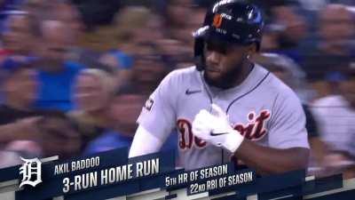 [Highlight] [Highlight] Akil Baddoo jacks a three run bomb to put the Tigers up 3 in the 2nd