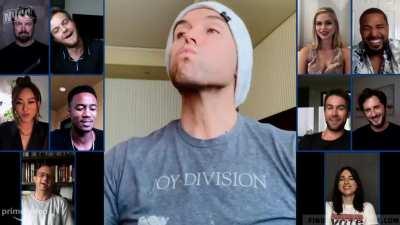 Antony Starr drinking a glass of milk