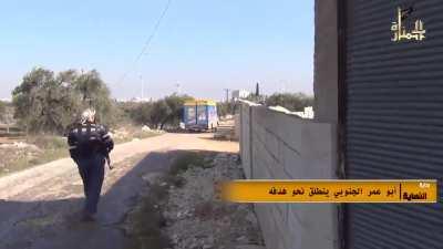 A Jabhat al-Nusra SVBIED disguised as an ice cream truck in use against a Syrian loyalist checkpoint [Early 2013].