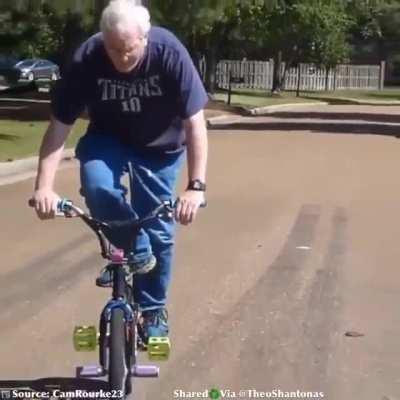 Grandpa showing the kids how it was done in the 80s