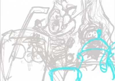 Oda drawing the color spread from chapter 1011.