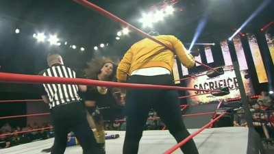 Meanwhile at Sacrifice, Part 4: Tasha Steelz vs Mickie James for the Knockouts Women's World Championship!