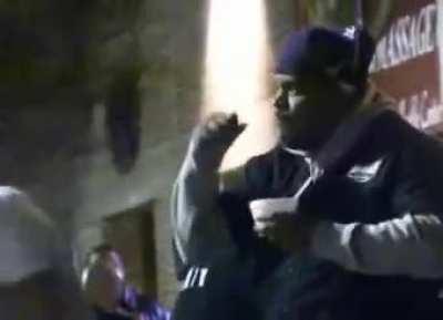 Attempting to intimidate a bouncer results in a swift shoryuken.