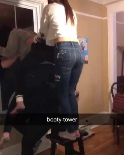 Fit straight girls playing: Booty Tower
