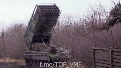 RU POV: TOS-1A firing on AFU positions in the southern Donetsk direction
