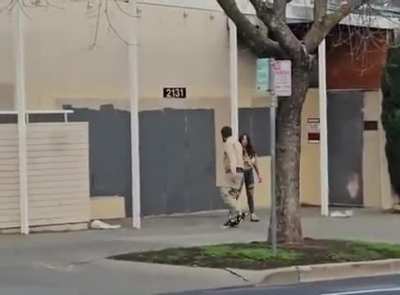 Man repeatedly tries to tackle woman - she stops him with sprawls and kicks