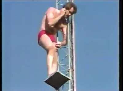 Rick winters 172ft. World record high dive in 1983. 40 years later, he still holds the record.