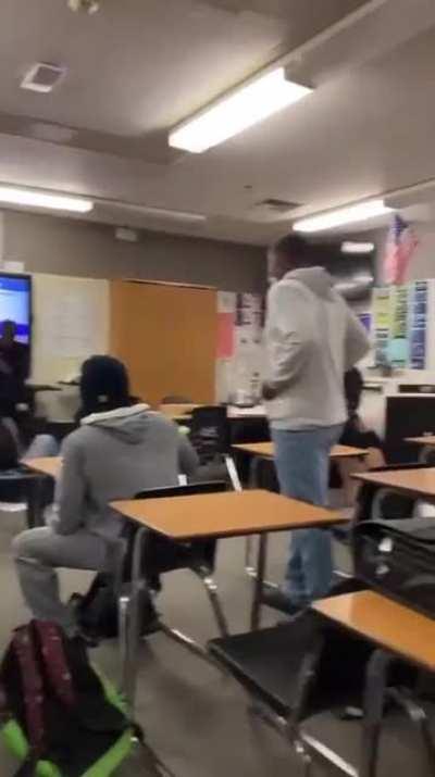 High school students fighting over stolen chips.