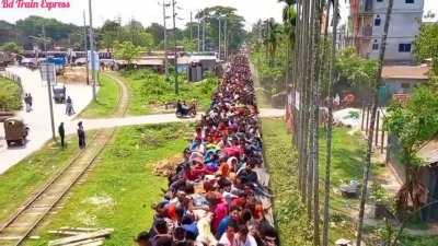 People returning home for the holidays in Bangladesh.