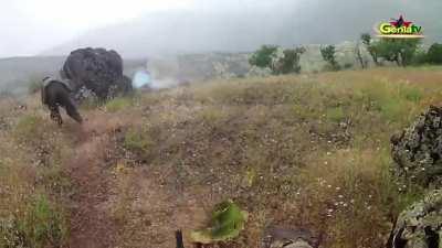 PKK ambush Turkish soldiers on mountain/hill top, Iraq, 2018 (ENHANCED and edited so its just gopro footage)