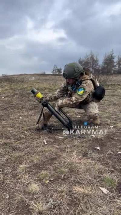 ua pov M6 60mm handheld mortar of Austrian origin being used by UA troops.