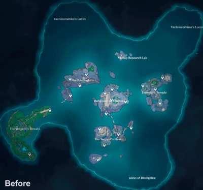 Enkanomiya map before vs now via BLANK